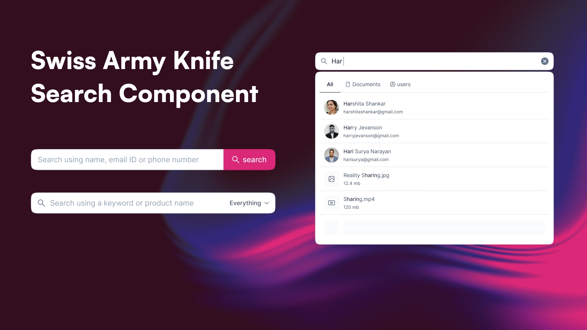 Swiss Army Knife Search Component